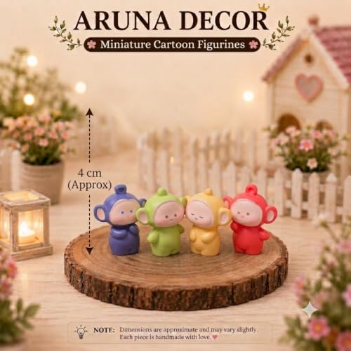 Image of Cute Miniature Monkeys Set of 4, Resin Miniature Figurines for Miniature Garden Decor, Terrarium, Fairy Garden, Dollhouse Accessories & Gifting