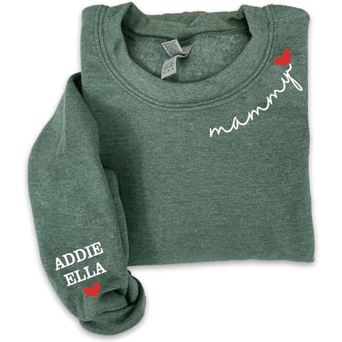 Love Signal Personalized Grandma Crewneck Sweatshirt, Mothers Day Shirt for Women, Mama Sweatshirt with Kid Name, Mom Gift