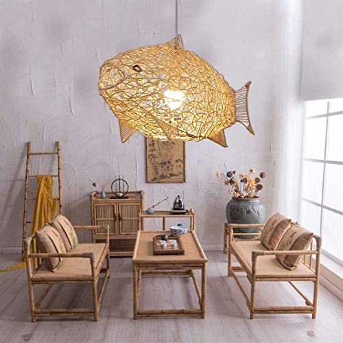 Lumière rotin poisson pour illuminer votre salle à manger