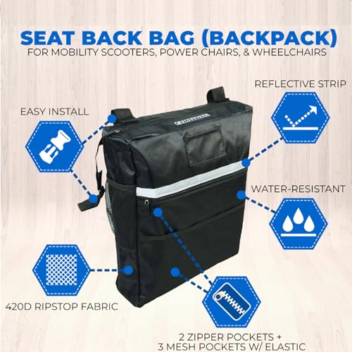 image for AlveyTech Black Seat Backpack Bag - Durable Ripstop Nylon Organizer La