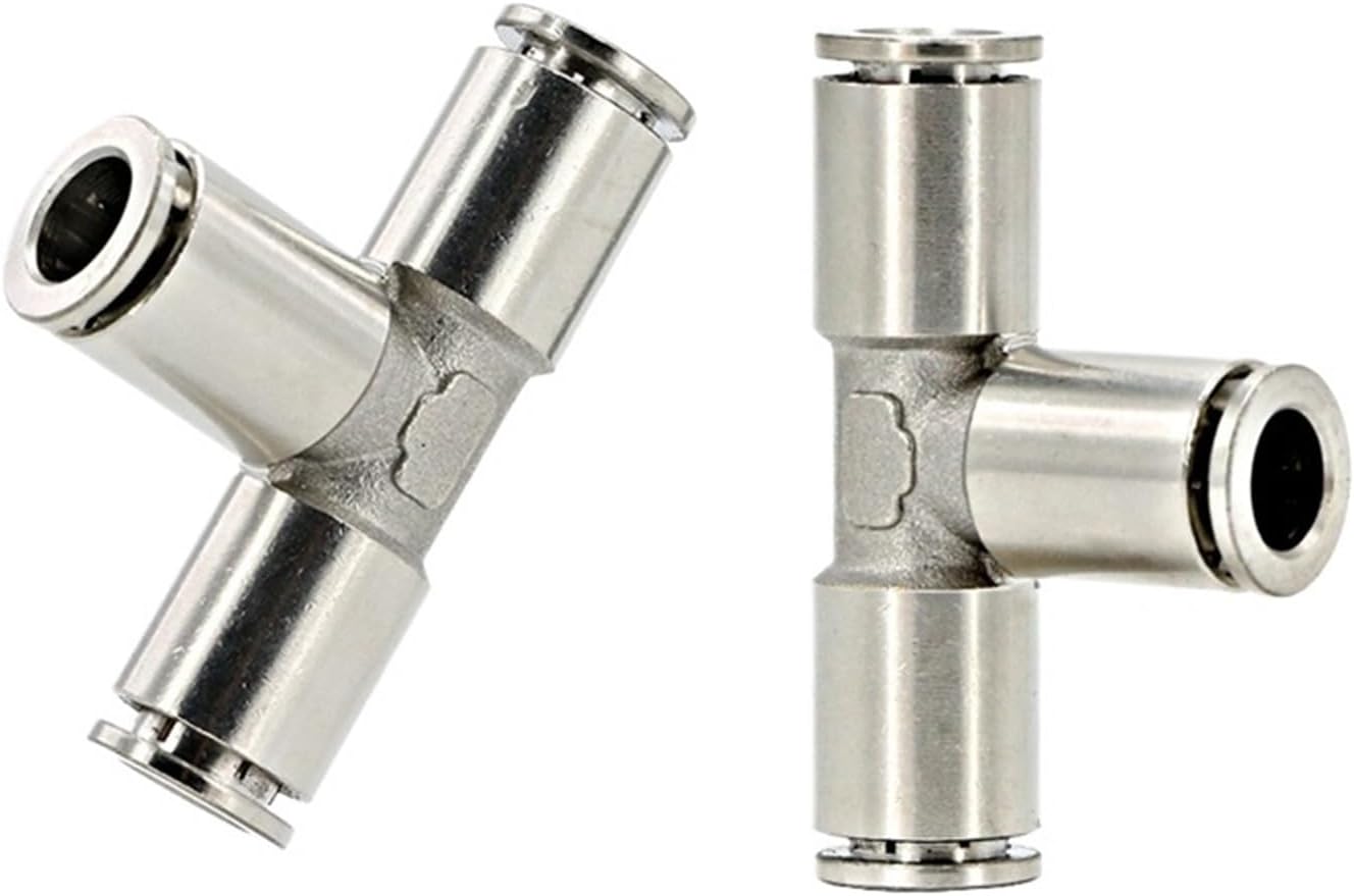 Tracheal connector T-tee 8mm metal quick 6mm quick insert pneumatic fittings 10mm high temperature 12mm hose(TKC-PE-8)