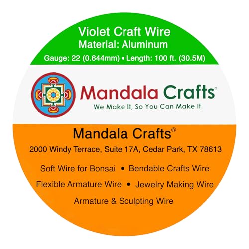 Image of Mandala Crafts 22 Gauge Anodized Aluminum Craft Wire for Jewelry Making - 100 FT Colored Flexible Violet Wire - Bendable for Bonsai Armature Crafting Sculpting