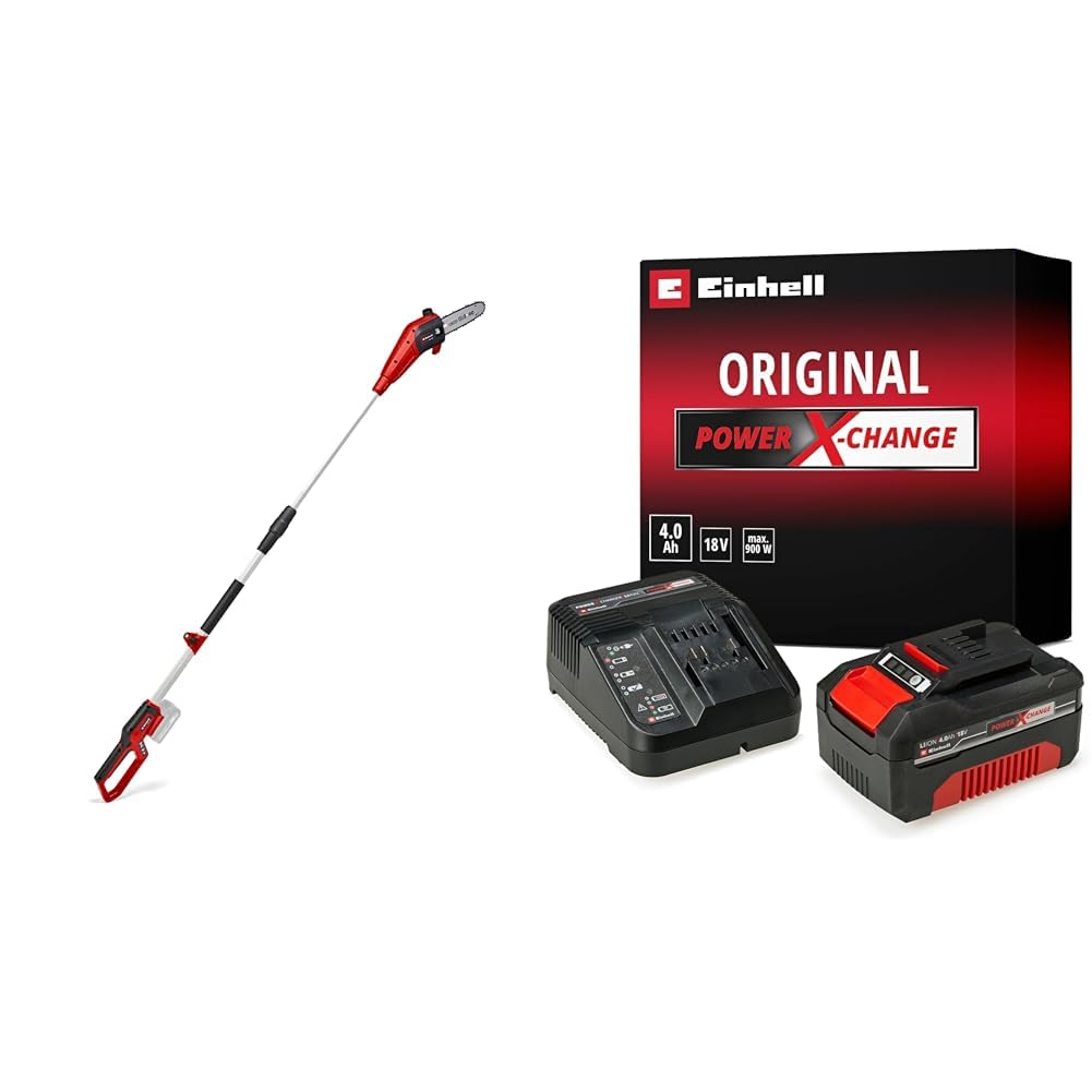 Einhell GC-LC 18/20 Li T - Solo, Akülü Yüksek Dal Budama + Einhell 18V 4,0 Ah PXC Starter Kit, Akü & Şarj Cihazı
