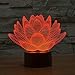 Wosports 3D iLLusion Night Light 7 Colors Changing Table Desk Deco Lamp Bedroom Children Room Decorative Night Light (Lotus Flower)