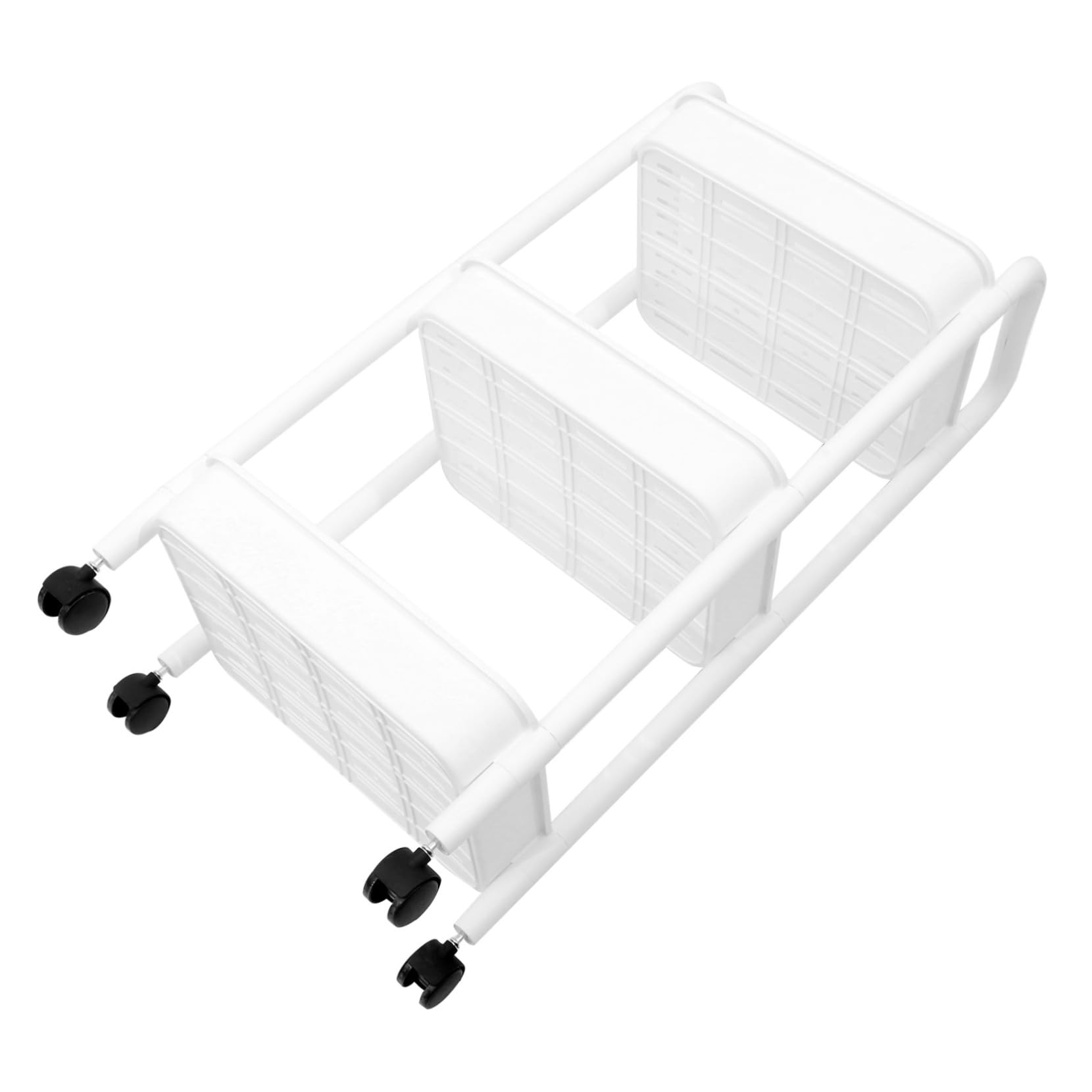 Carrello Portaoggetti con Ruote Bianco Multiuso in Pp con Design a Livelli e Struttura Stretta per Bagno e Ufficio