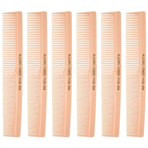 Allegro Combs 420 Hair Stylist And Barbers Set Hair Cutting Combs Usa 6 Pc. (Peach) #TOP19