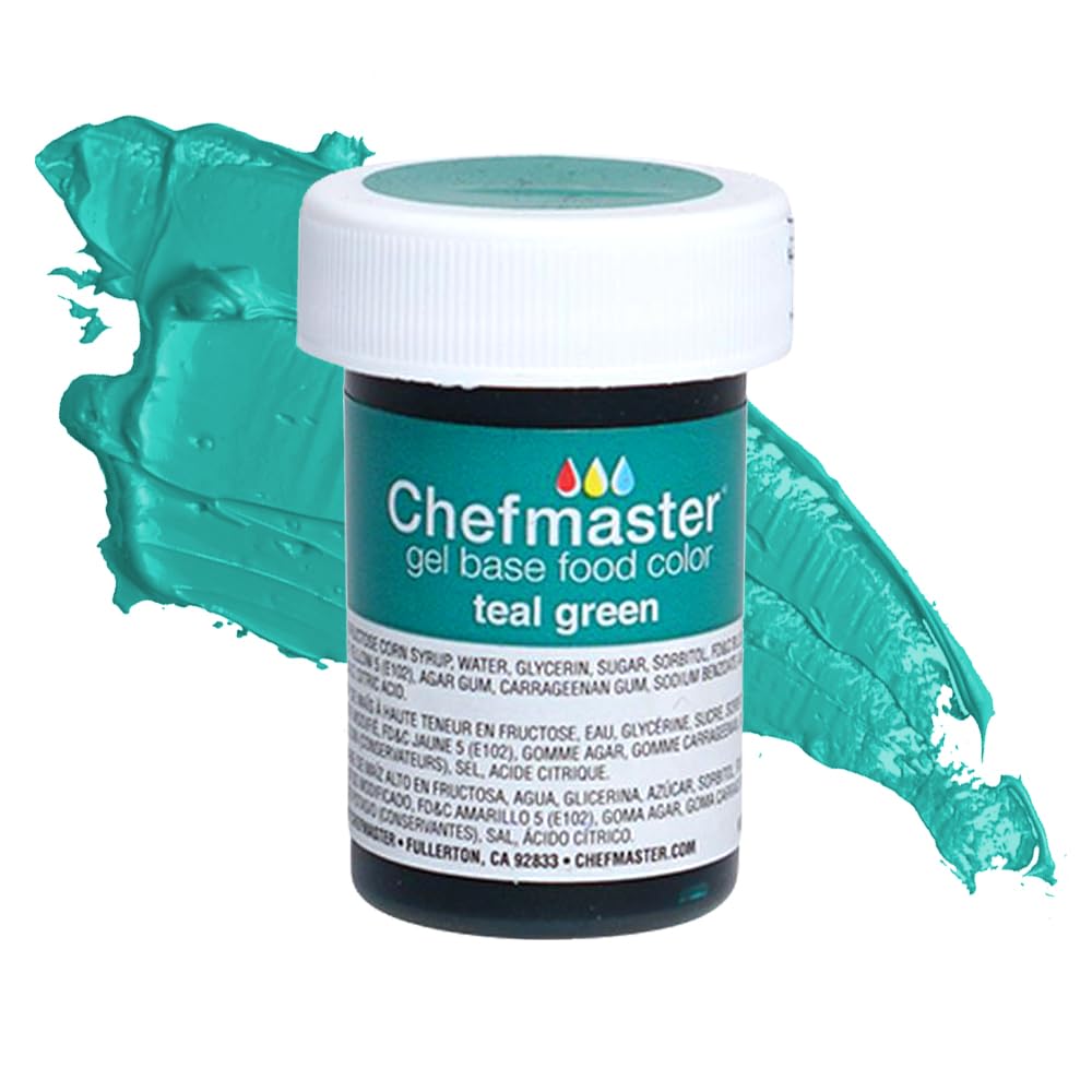 Chefmaster Teal Green Gel Food Coloring | Vibrant Color | Professional-Grade Dye for Icing, Frosting, Fondant | Baking & Decorating | Fade-Resistant |