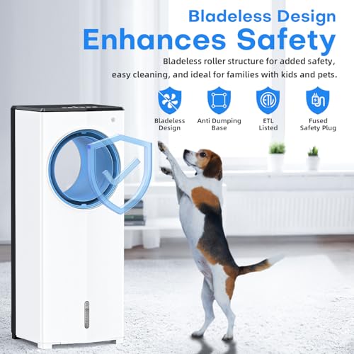 CENSTECH Portable Air Conditioner, 1800CFM Windowless Swamp Cooler Air Conditioner w/Dual Tanks for 24H Cooling 600sq.ft,4 Modes&3 Speeds, 28FT Remote, 360°Swing 30" Evaporative Air Cooler for Bedroom by CENSTECH - Image 8