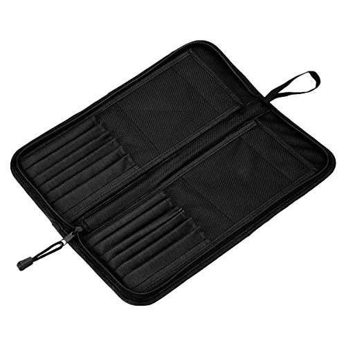 TankerStreet Arte Pintura Cepillo Bolsa Lona Cubierta Dura Maquillaje Bolso Paint Brush Kits Case Lapiz Holder Estuche de Viaje con Soporte Gran Capacidad Cremallera Organizador (Negro)
