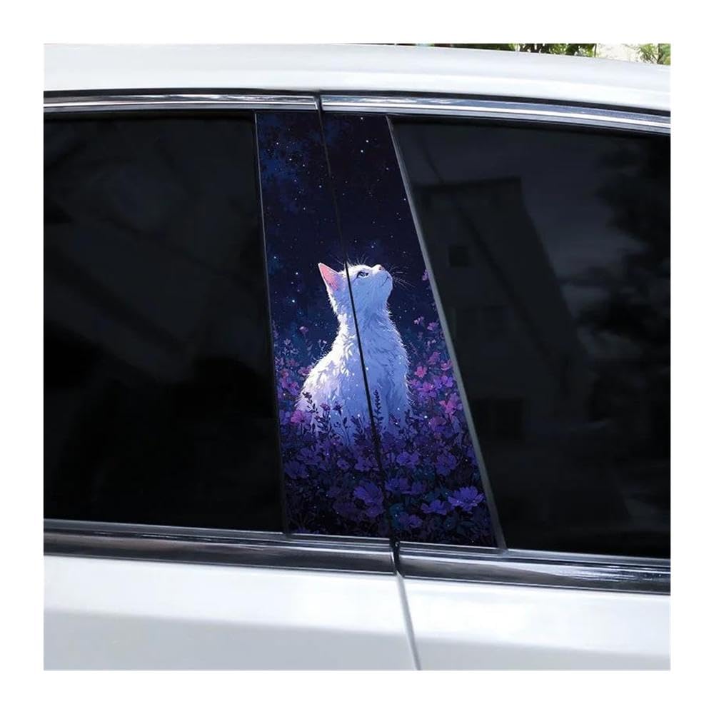 Body Parts 1Pair Car Door Pillar Decals Cute Cat Stickers Car Center Pillar Decals DIY(C)