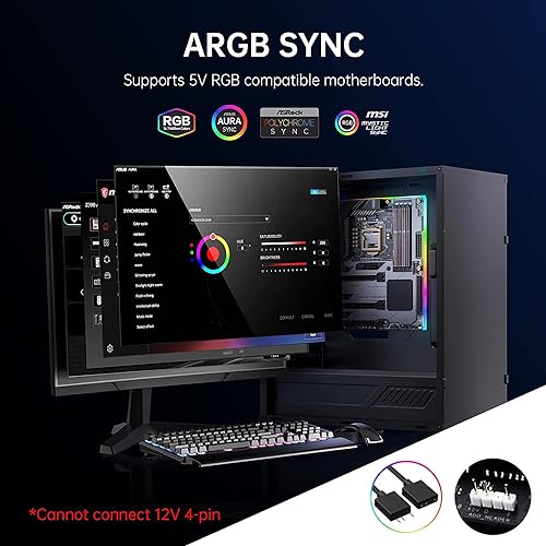 Image of AsiaHorse ARGB Light Strip for Motherboard, 28 Independent Addressable RGB, 5V 3-pin Motherboard Aura Sync, Lightsaber-X Led PC Parts Kit Compatible with ATX