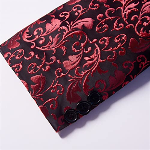 Burgundy Men's Suit Slim Tuxedo Tailored Suit Groom Prom Wedding Suit (Jacket + Black Trousers)4