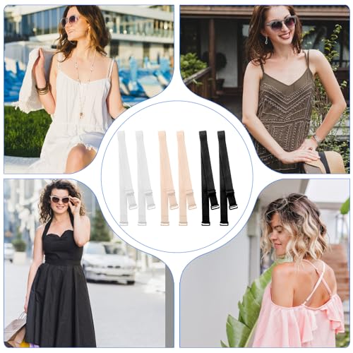 Shoulder Bra Straps Replacement 3 Pairs Women's Convertible Bra Straps, Adjustable Elastic Underwear Shoulder Strap, Bra Shoulder Straps Removable Multi Color Women Bra Straps(15mm Width)2