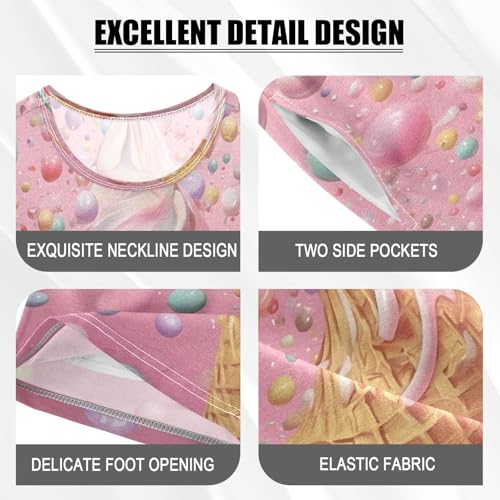 ALAZA Lovely Stylish Ice Cream Pajamas Short Sleeve 2 Piece Sleepwear Top and Bottom Pajama Set Unisex4