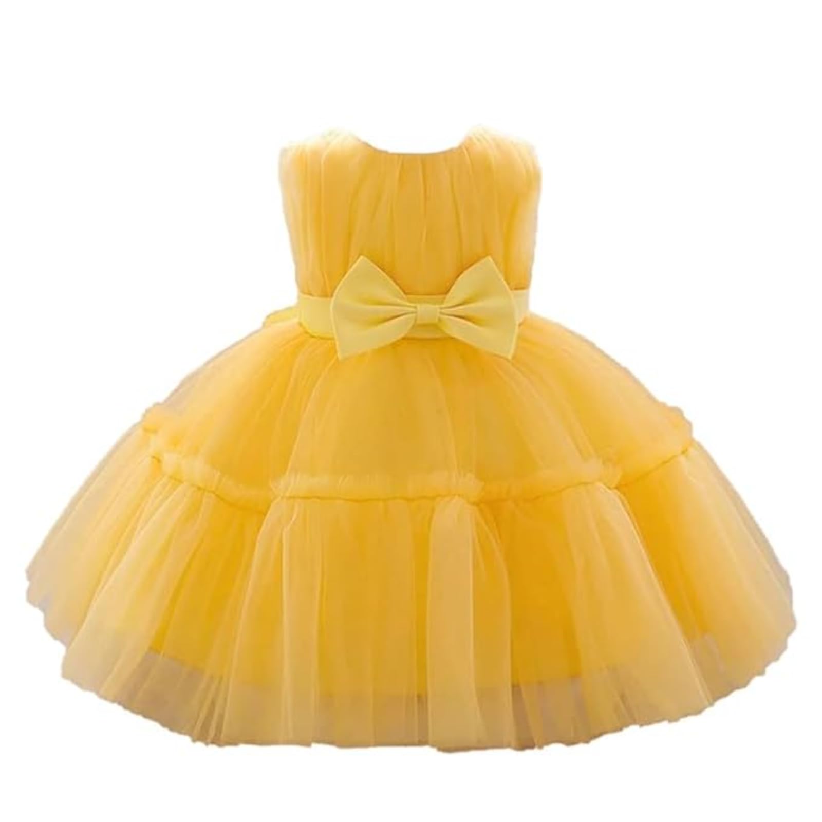 Niren Enterprise Buggu Net Flared Ruffle Pattern Sleeveless Baby Girl's Knee Length Frock