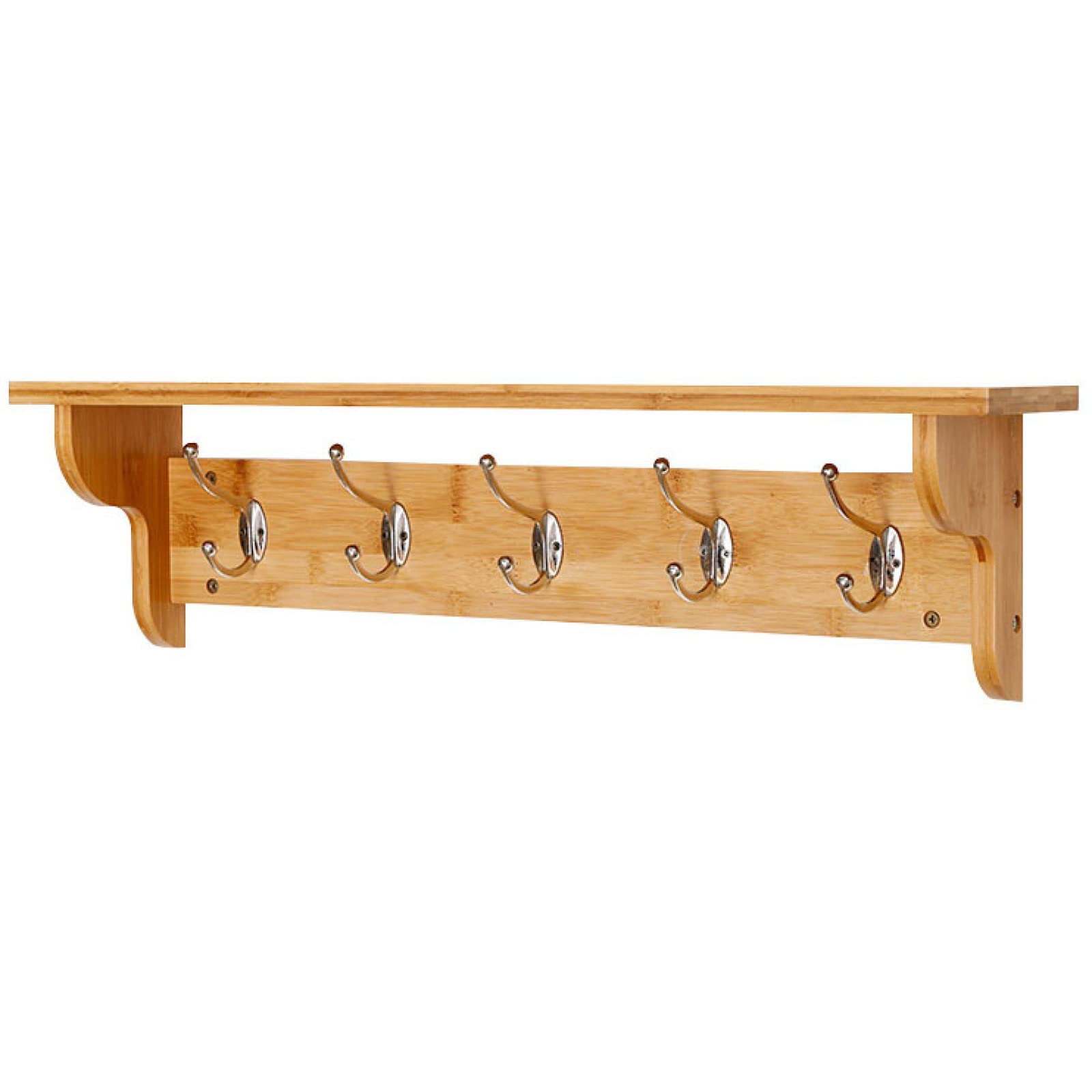 Percha De Pared, Armario De Pared Estante De Pared, Percha, Gancho De Pared, Percha Mueble De Baño con 5 Ganchos Blanco, 71 Cm