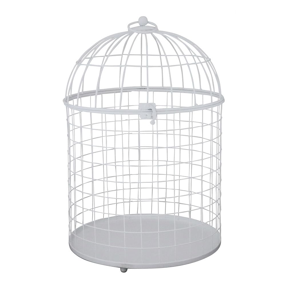Deko Vogelkäfig Hedwig – Landhausstil Deko, Höhe 38,5 cm, Durchmesser 25,5 cm, Elegante weiße Farbe, vielseitig einsetzbar für Kerzen, Lichterketten & mehr – Zeitlose Dekoration