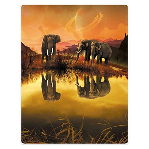 YISUMEI Kuscheldecke Gelbe Elefante Reflexion Decke Flauschige Weich Fleecedecke für Sofa Bett 150x200cm Cover