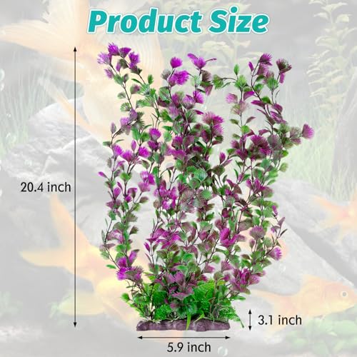 Image of Hamiledyi Aquarium Plastic Plants Aquarium Decor Artificial Fish Tank Plants,Tall Fish Tank Decorations, Extra Large Aquarium Plant 20.4-inch Tall,1PCS