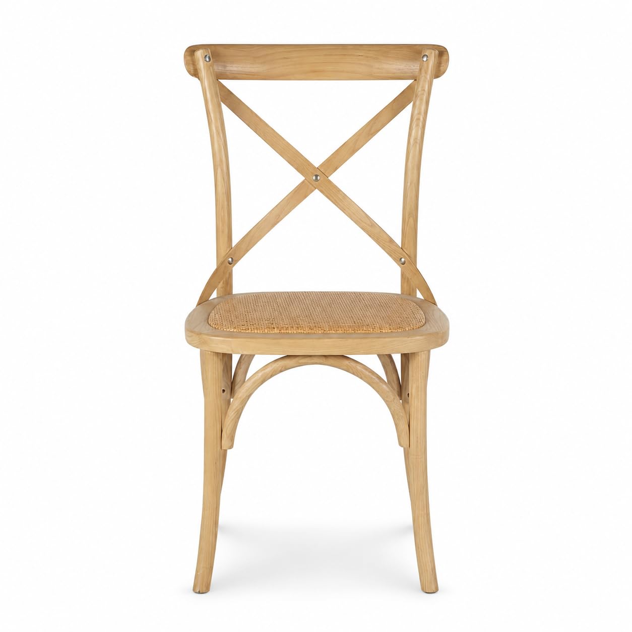 DUPI Pack de 4 Sillas de Madera Clásica de Ratán Trenzado | Estilo Rústico | Asiento Cómodo para Comedor, Cocina y Salón | 48 x 52,5 x 89 cm