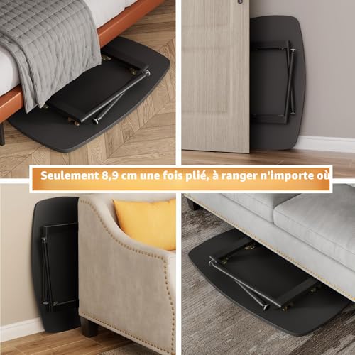 Table basse pliante pour salon compact WOHOMO noire 80 x 40 cm - 7