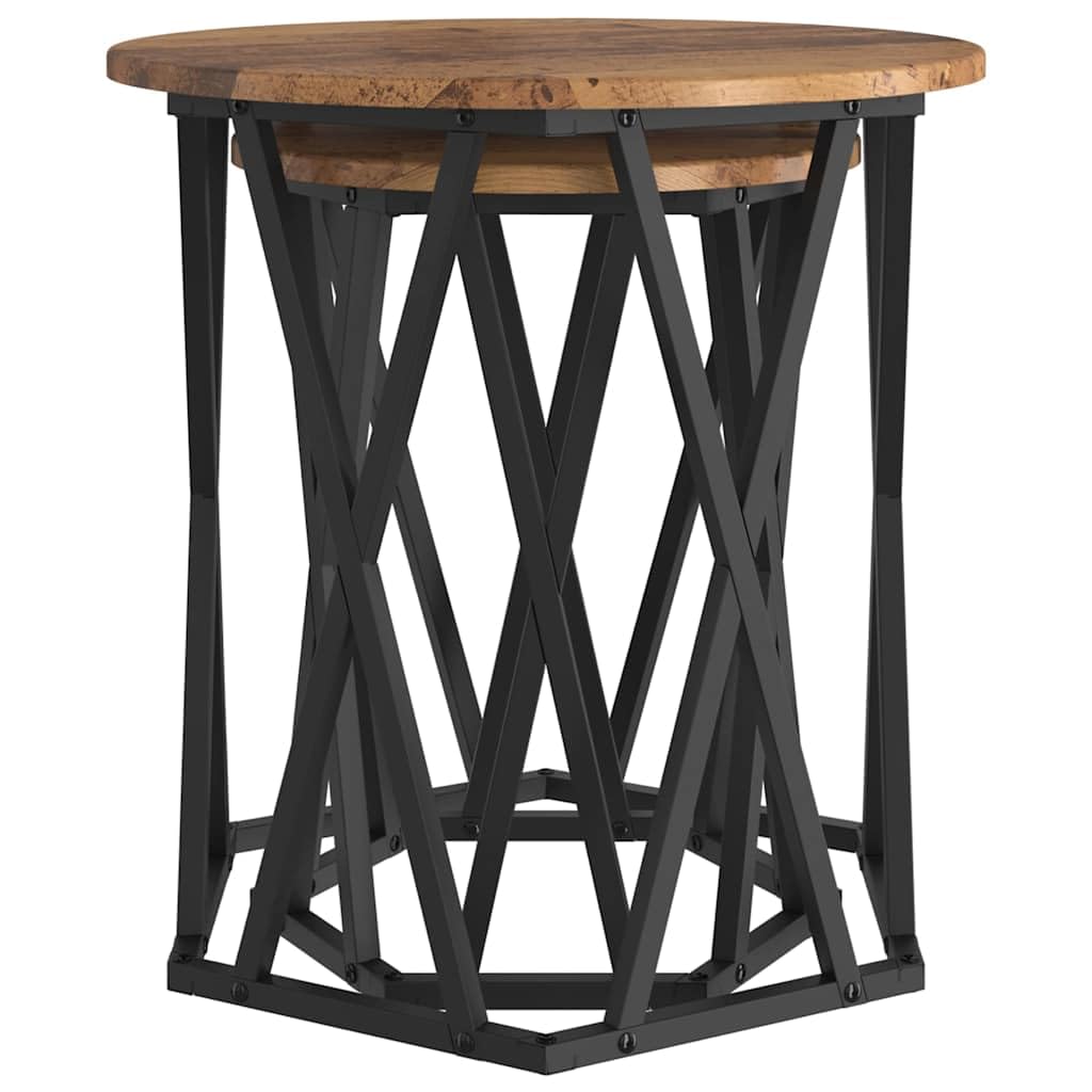 Tavolino da salotto in legno anticato e acciaio, moderno, con vano portaoggetti e elementi rimovibili, ideale per divano, tavolino da tè, tavolino da tè, tavolino e decorazione