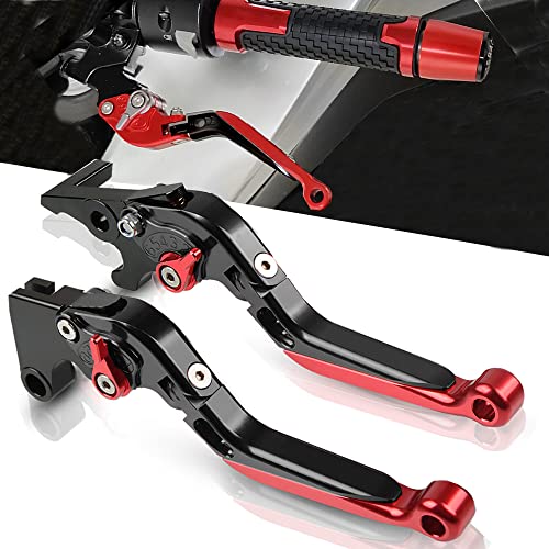Moto Leviers d'embrayage de Frein Aluminium pour MT09 MT-09 2013-2020 MT09 SP 2017-2020 MT09 TRACER 2015-2020 (Rosso/Noir)