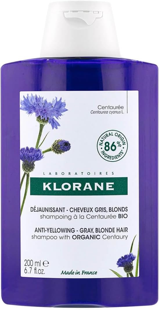 Klorane Centaury Anti-Yellowing Shampoo for Grey, Blonde Hair 200ml