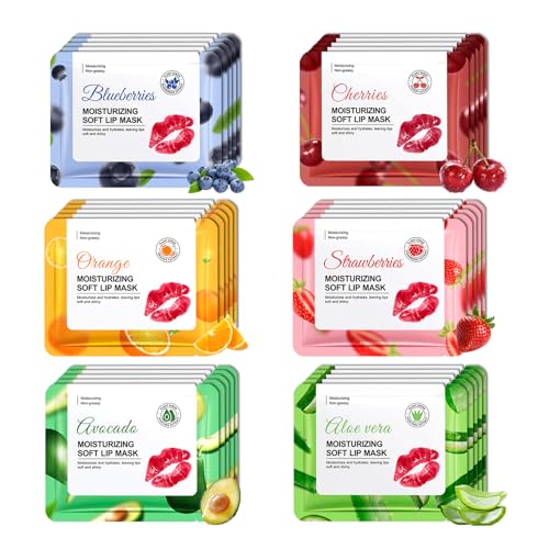 30PCS Moisturizing Lip Masks Set, Overnight Bulk Lip Patches, Long-lasting Hydrating Sleeping Lip Plumping Masks for Women