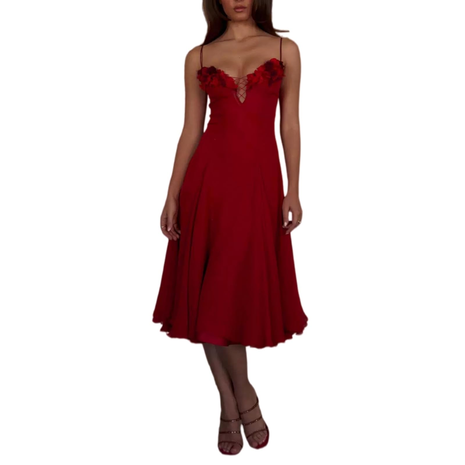 Robe longue fleurie dos nu avec coupe slim fit et col V