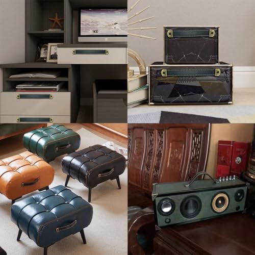 Image of 2PCS Wine Box Wooden Box Handle Strong Load-Bearing Capacity Retro Antique Cabinet Door Drawer Exposed Simple Furniture Leather Handle