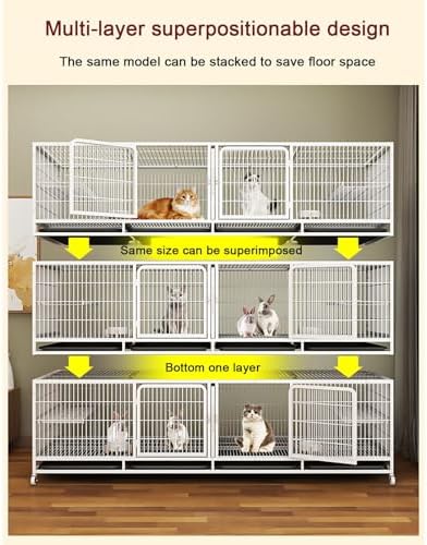 Cat Cages Indoor Litter Dog Playpens Caves Houses Box Kitten Cage Cats Outdoor Enclosures,Large Outdoor Cat Enclosure - Multi-Layer Breeding Cage with Dividers, Perfect for Pet Shops & Board