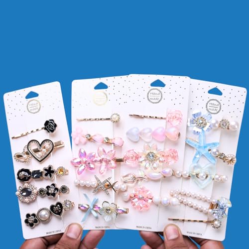 Image of Annacreations Korean Fashion Style Pearl Rhinestone Metal Hair Clips Hair Pin Stylish Jewellery Hair Accessories for Women's & Girls (Pack of 25 Pcs)