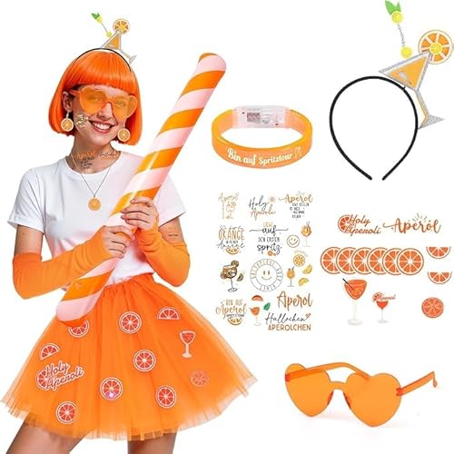 ImnBest Ensemble de déguisement Aperol pour femme, idéal pour le Carnaval : jupe