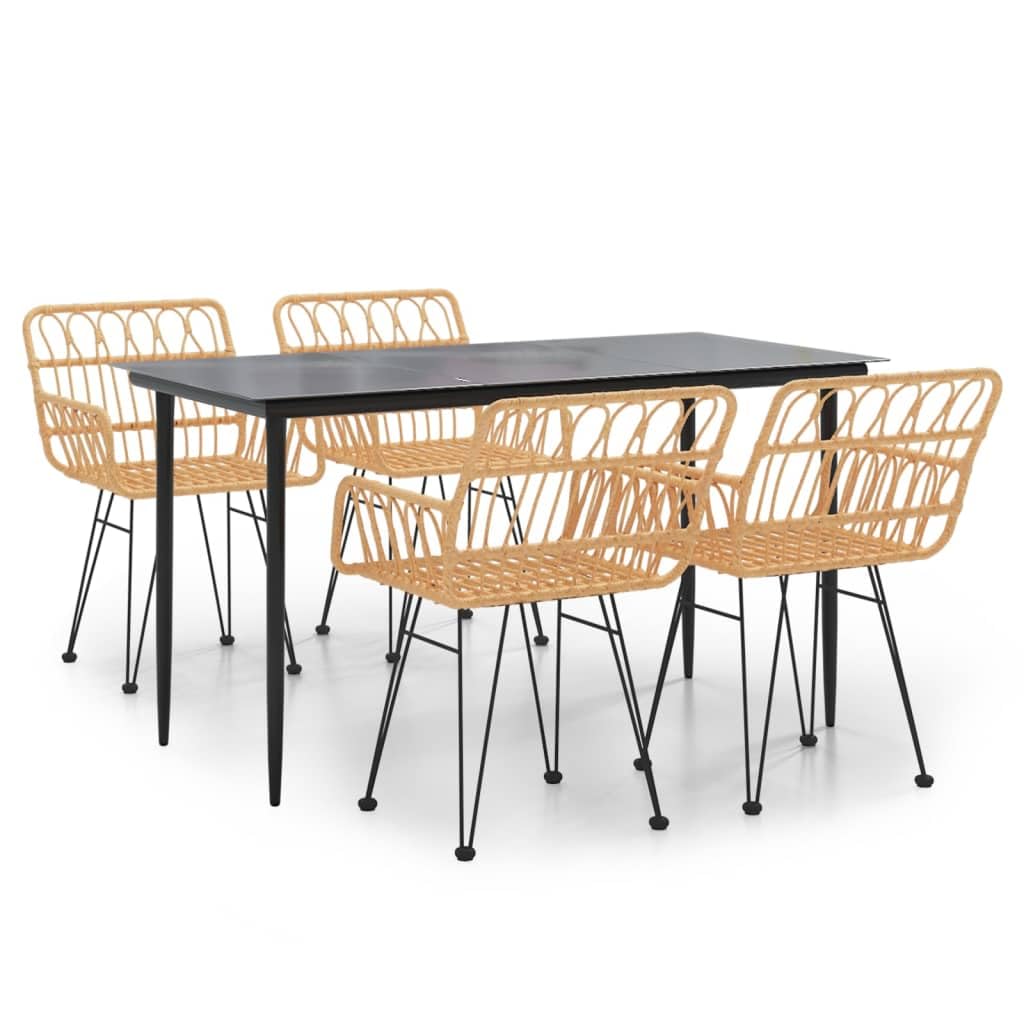 KCCKOM Garden Furniture Set 5 Piece Patio Dining Set Poly Rattan