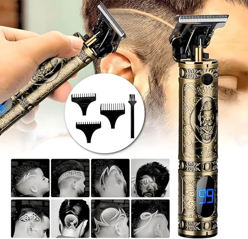 Image of LA' FORTE Heavy Duty Rechargeable Hair Trimmer Clipper for Unisex (Golden With Display)