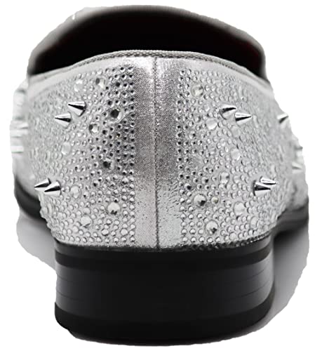 Image of Enzo Romeo Men Fashion Rhinestones Studs Tuxedo Slip On Loafer Dress Shoes WBG