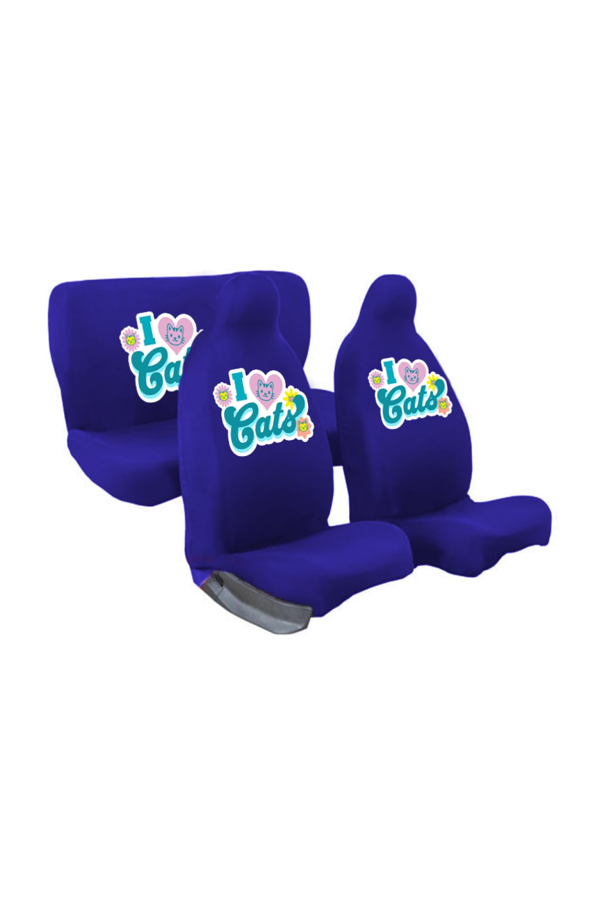 Mirsepet Tasarım Logo Oto Koltuk Kılıfı Lada 112 İle Uyumlu i Love Cats Kedi Baskılı Penye Kumaş Lacivert