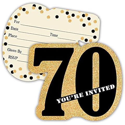 Haizct 15 Pack 70th Birthday Party Invitations With Envelopes,70th Party Invitations,70th Celebration,Birthday Party Invitations Cards For Adults Cover