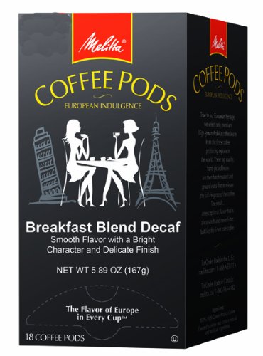 Melitta Coffee Pods, Breakfast Blend Decaffeinated, Light Roast, 18 Count (Pack of 4) 72 Total Pods