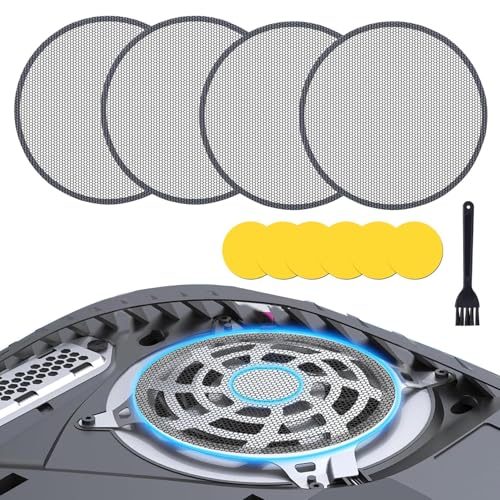 4Pack Dust Filter for PS5 Fan,New Breathable Cooling Fan Dust Cover Kit with 1 Brush