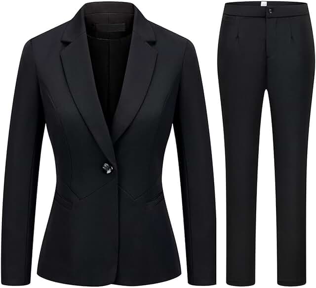 MODFUL Women's 2 Piece Business Suit Pant Set Slim Fit One Button Blazer...