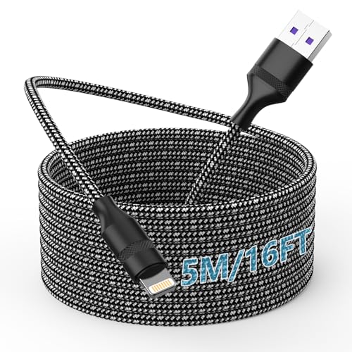 Cable De Carga Para iPhone De 5 m, Largo, Certificado Apple MFi, Cable Lightning A USB Original, Cable De Carga Apple De Carga Rápida De 16 Pies Para Apple iPhone 14/13/12/11/XS/XSMax/X/8/7/6/SE/Pad