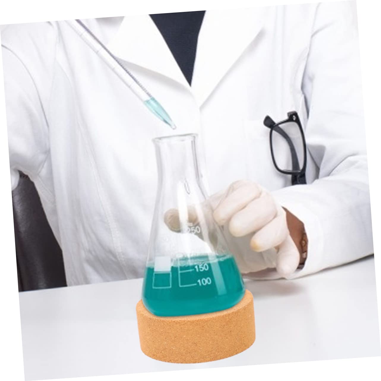 Ciieeo porta fiaschetta in sughero tappetino in sughero per fiasco supporto per fiaschetta di sughero In piedi laboratorio supporto con morsetti supporti per fiaschi