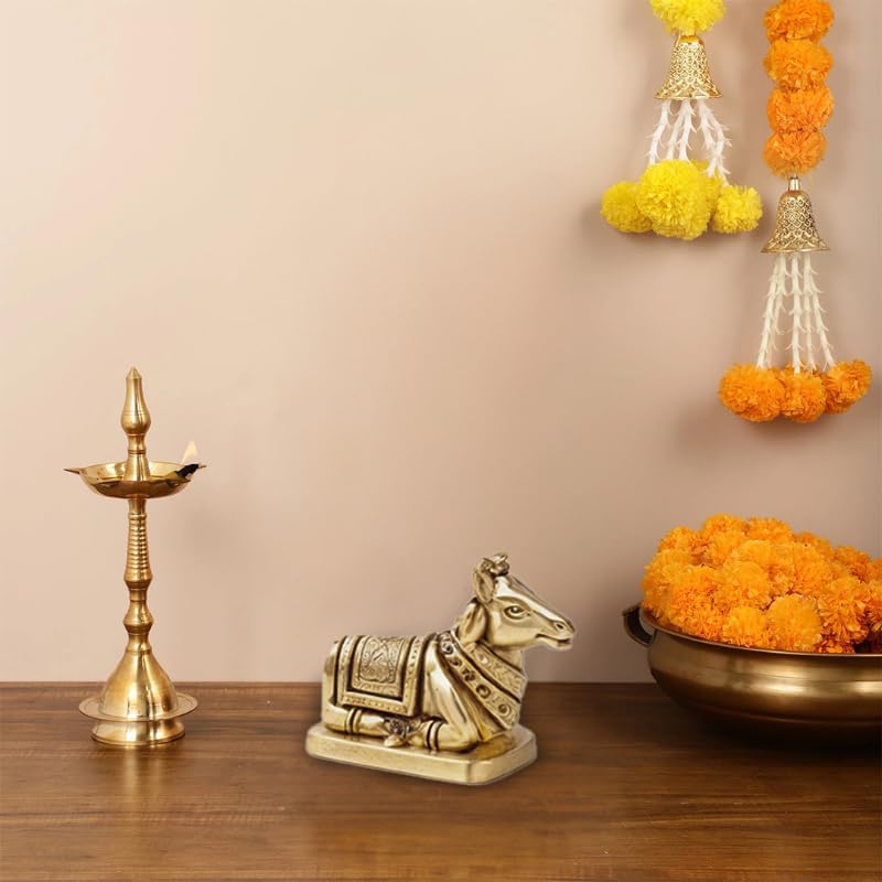 BGMMART Brass Nandi Idol Statue | 50g | Small 1.5"x0.5"x1.3" | Decorative Miniature for Home Mandir, Pooja Room & Temple Decor | Holy Bull Vahana of Lord Shiva for Worship & Gifting-image-21