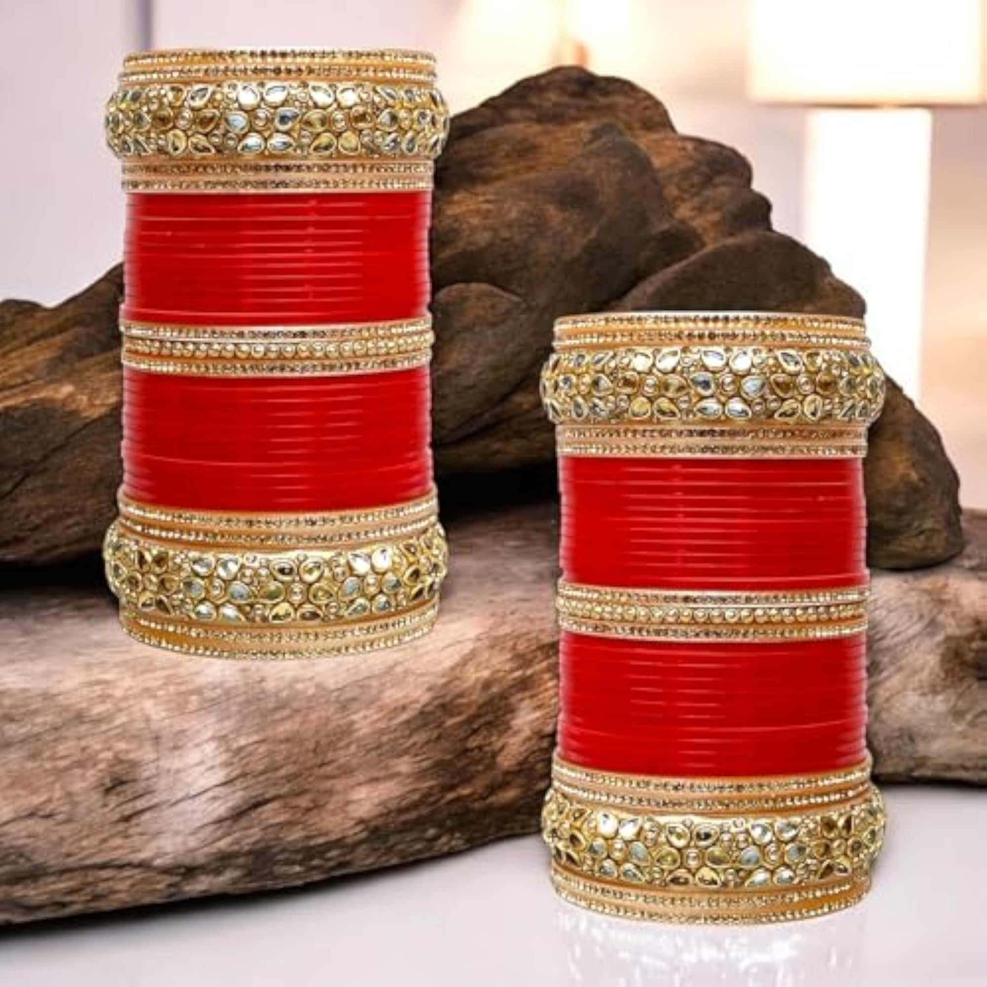 Bridal Red Designer Chura Bangle Set for Weddings
