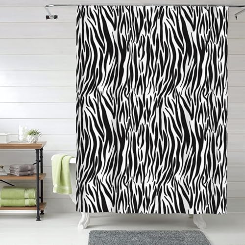 TZTTZT Tenda da doccia con stampa zebrata, tende da doccia in tessuto per bagno, spessa, resistente, impermeabile, graziosa tenda da doccia lavabile in lavatrice, 152 x 183 cm