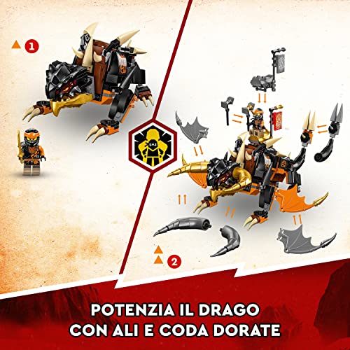 NINJAGO Drago di Terra di Cole - EVOLUTION, Drago Giocattolo Potenziabile per Bambini con Figura di Scorpione da Battaglia e 2 Minifigure 71782 - Lego - Immagine 4