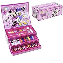 Maletin Escolar Minnie CERDÁ LIFE'S LITTLE MOMENTS Cofre para Colorear de Minnie Mouse - Incluye Rotuladores, Acuarelas y Lapiceros de Colores - Con Cuadernillo para Dibujar - Producto Original Diseñado en España
