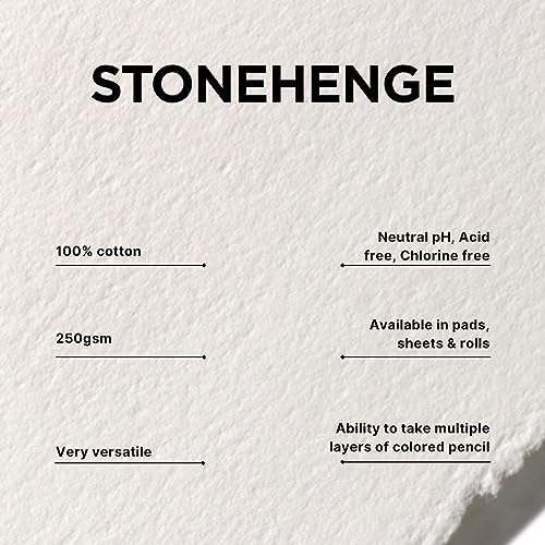 Stonehenge 100% 면 미디엄 웨이트 패드, 멀티 컬러 (웜 화이트, 내추럴, 크림, 폰, 펄 그레이), 27.9 x 35.6cm(11 x 14인치), 250gsm, 건조 매체용 15장 — 사진 3